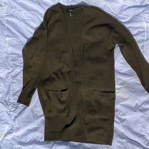 Green cardigan sweater